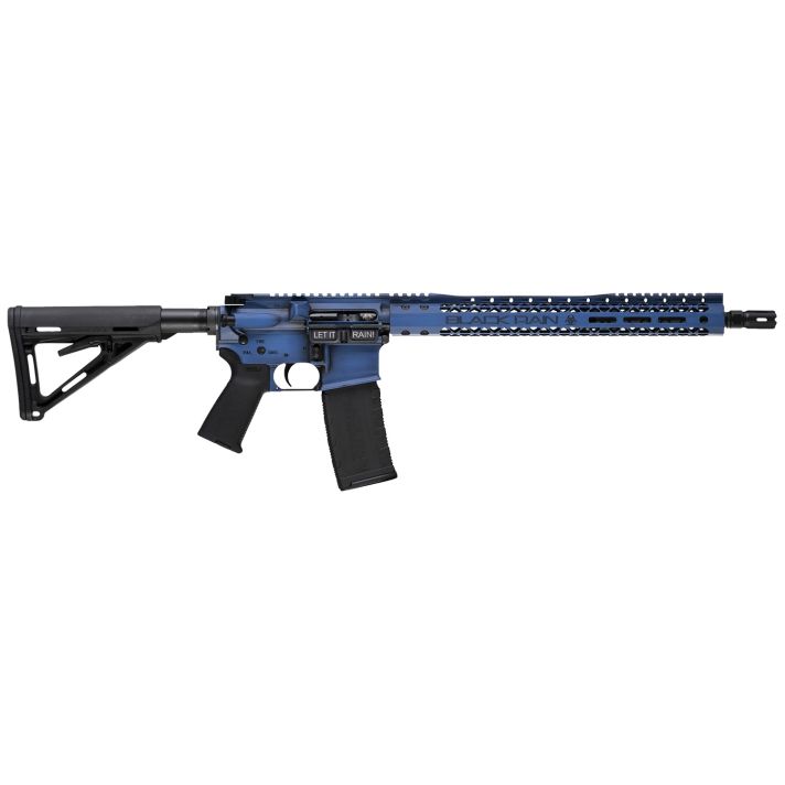 Black Rain Ordnance BROWTPBLB Spec 15+ We The People 5.56x45mm NATO 30+1 16", Blue Battleworn with Deep Engraving, 15" Slim M-LOK, Magpul Grip/Carbine Stock, Castle Flash Hider