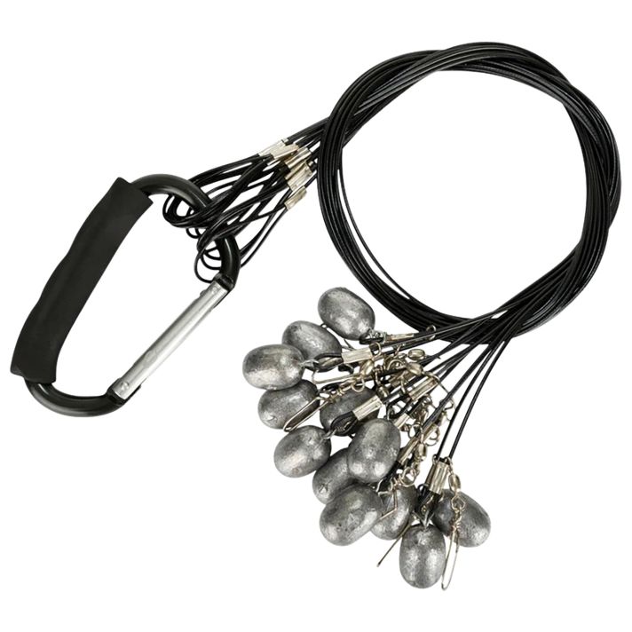 Drake Waterfowl DA9000036004 Texas Rig Package Set 36" Black Coated Steel Wire, 4 oz Lead Weight, Metal Cable Crimps, Includes Carabiner (12 Pack)