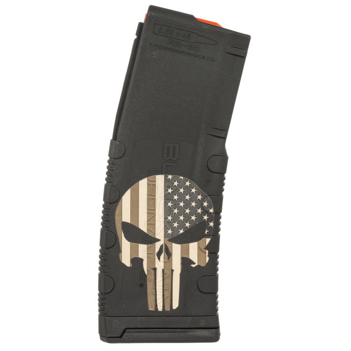 Black Rain Ordnance MAG30PUNISHW/FLAG Magazine30rd 223 Rem/5.56 NATO Punisher American Flag Engraving Fits AR-15 Platform