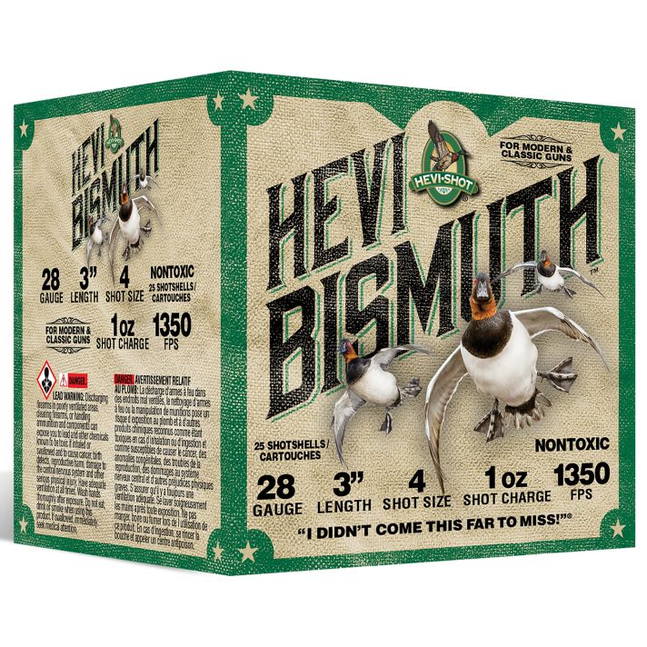 HEVI-Shot HS18434 HEVI-Bismuth Waterfowl 28Gauge 3" 1oz 4Shot 25 Per Box/10 Case