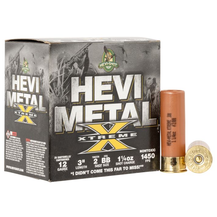 HEVI-Shot HS38188 HEVI-Metal Extreme 12Gauge 3" 1 1/4oz Steel/Tungsten 2/BBShot 25 Per Box/10 Case