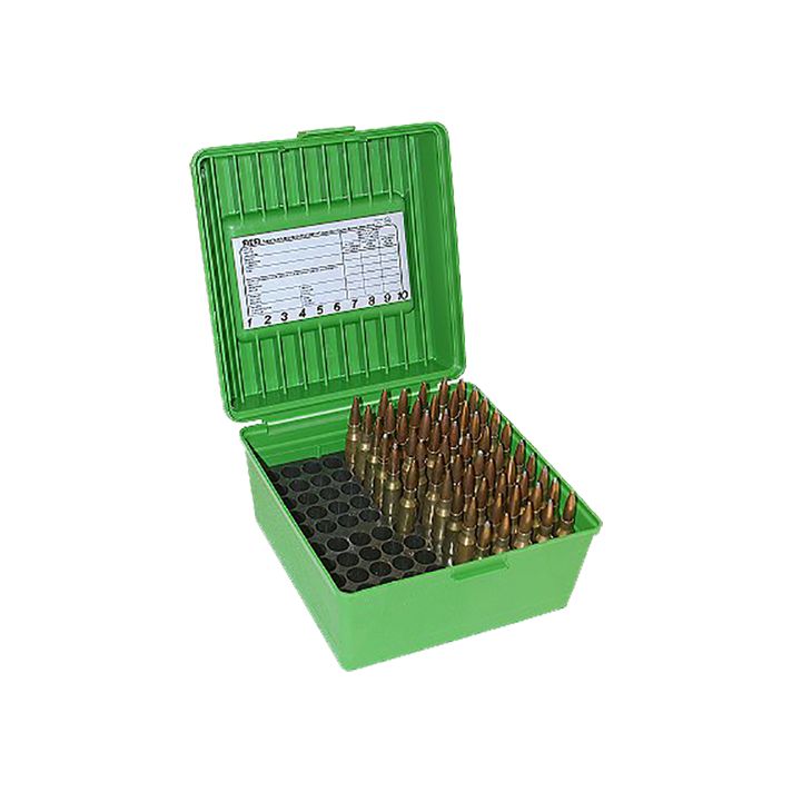 MTM Case-Gard R100MAG10 Deluxe Ammo Box Round Handle Multi Caliber Rifle Green Polypropylene 100rd