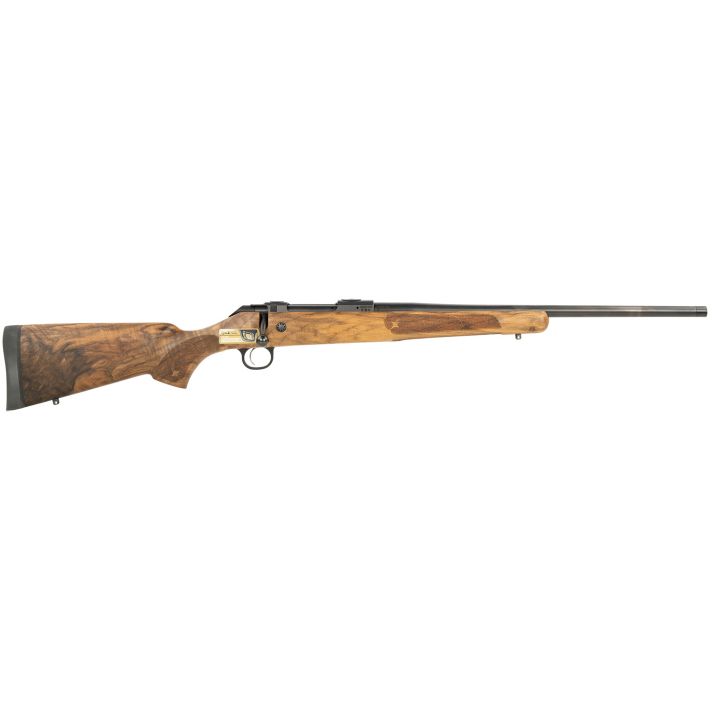 CZ-USA 07716 CZ 600 American ST2 308 Win 5+1 20" Threaded, Black Barrel/Rec, Grade A Dark Walnut Stock, Adj. Trigger