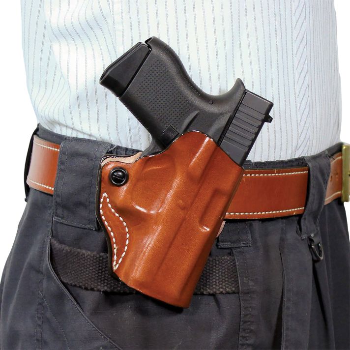 DeSantis Gunhide 019TAB6Z0 Mini ScabbardOWB Tan Leather Belt Slide Fits Glock 19/19X/19 G5/23/32/36 Right Hand