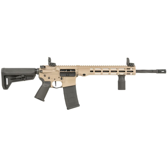 Maxim Defense MXM49735 MD15 L 5.56x45mm NATO 30+1 16" Fluted Barrel, FDE Rec/M-LOK Handguard, Black Magpul Furniture, SL-K Stock, MBUS Sights, Blackout Defense Flat Trigger