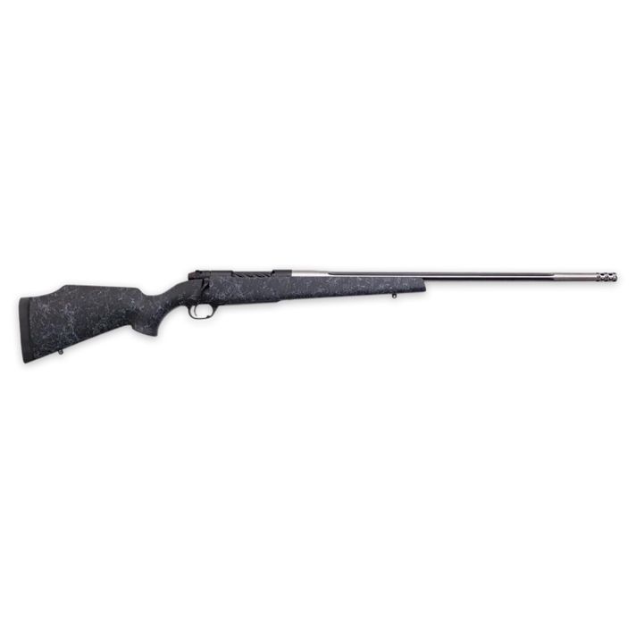 Weatherby MAM01N28NOR8B Mark V Accumark 28 Nosler 3+1 26" Threaded/Fluted Stainless Barrel, Graphite Black Rec, Gray Webbed Black Monte Carlo Stock, Accubrake Muzzle Brake, Adj. TriggerTech Trigger