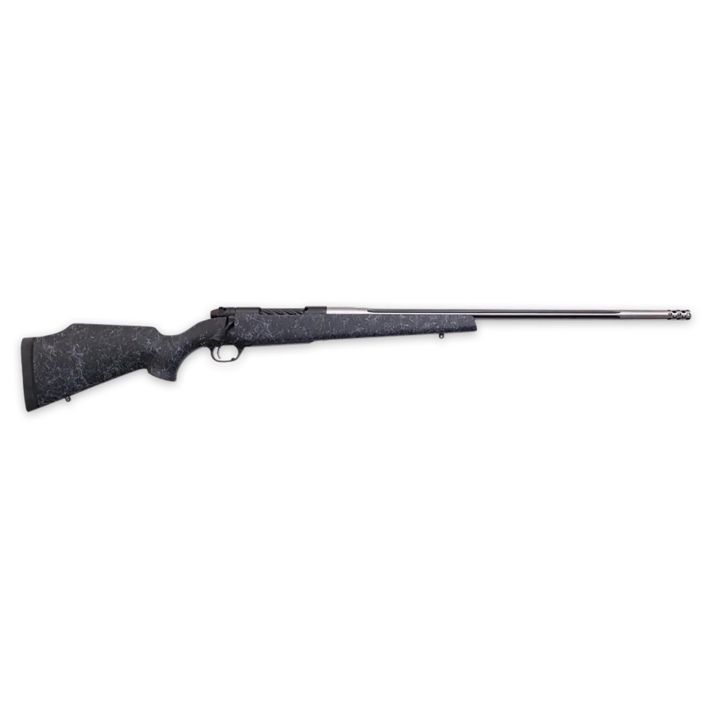 Weatherby MAM01N300PR8B Mark V Accumark 300 PRC 3+1 26" Threaded/Fluted Stainless Barrel, Graphite Black Rec, Gray Webbed Black Monte Carlo Stock, Accubrake Muzzle Brake, Adj. TriggerTech Trigger