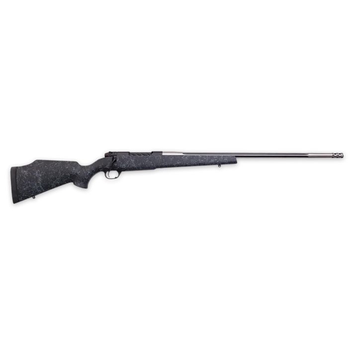 Weatherby MAM01N7MMPR8B Mark V Accumark 7mm PRC 3+1 24" Threaded/Fluted Stainless Barrel, Graphite Black Rec, Gray Webbed Black Monte Carlo Stock, Accubrake Muzzle Brake, Adj. TriggerTech Trigger