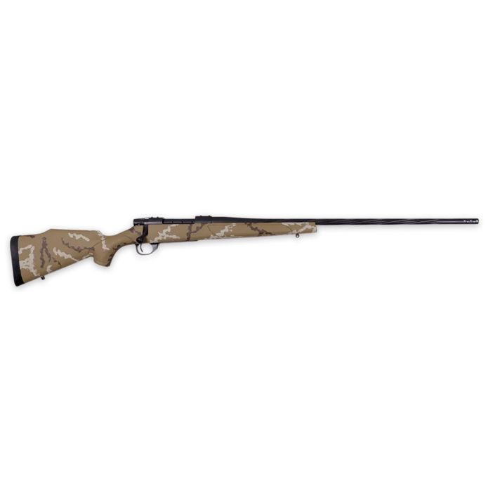 Weatherby VHH270NR6B Vanguard Outfitter 270 Win 5+1 24" Threaded/Spiral Fluted, Graphite Black Barrel/Rec, Tan with Brown & White Sponge Synthetic Stock, Accubrake Muzzle Brake, Adj. Trigger