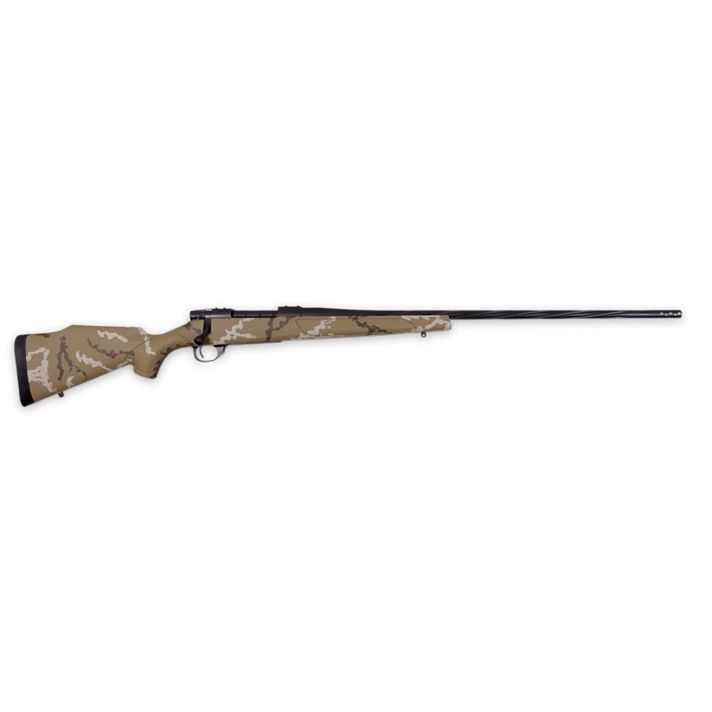 Weatherby VHH65PPR6B Vanguard Outfitter Full Size 6.5 PRC 3+1 24" Black Cerakote #2 Contour Threaded Barrel & Drilled & Tapped Steel Receiver, Tan w/Brown & White Sponge Synthetic Stock