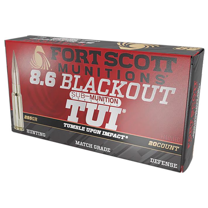 Fort Scott Munitions 86BLK285SCV2SS Tumble Upon Impact (TUI)8.6Blackout 285gr Solid Copper Spun 20 Per Box/10 Case