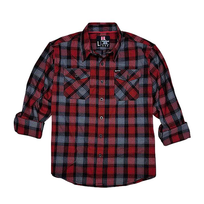 Hornady Gear 32195 Flannel Shirt2XL Red/Black/Gray,Cotton/Polyester, Relaxed Fit Button Up