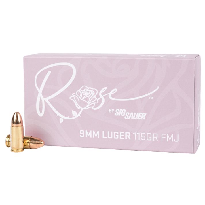 Sig Sauer E9MMB1ROSE50 Rose9mmLuger 115gr Full Metal Jacket 50 Per Box/20 Case
