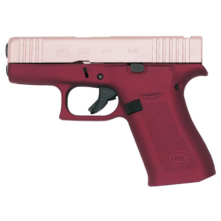 Glock PX4350204FRMOSHH G43X MOS Sub-Compact 9mm Luger 10+1 3.41" Black GMB Barre Pink Cerakote MOS Cut/Serrated Steel Slid Happy Hour Cerakote Polymer Frame w/Beavertail & Picatinny Rail Ambidextrous