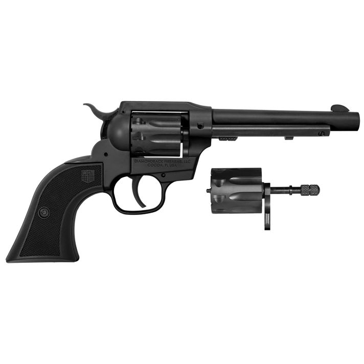 Diamondback DB053CA001 Sidekick22 LR/22 Mag 9 Shot, 5.50" Black Cerakote Steel Barrel & Cylinder, Black Cerakote Zinc Alloy Frame, Black Checkered GFN Grip, Exposed Hammer, Hammer Safety