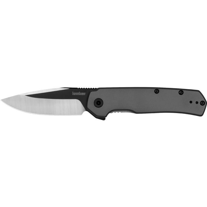 Kershaw 1411 ThermalEDC 2.95" Folding Drop Point Plain Black Oxide w/Satin Grinds 8Cr13MoV SS Blade, Gray PVD Stainless Steel Handle, Includes Pocket Clip
