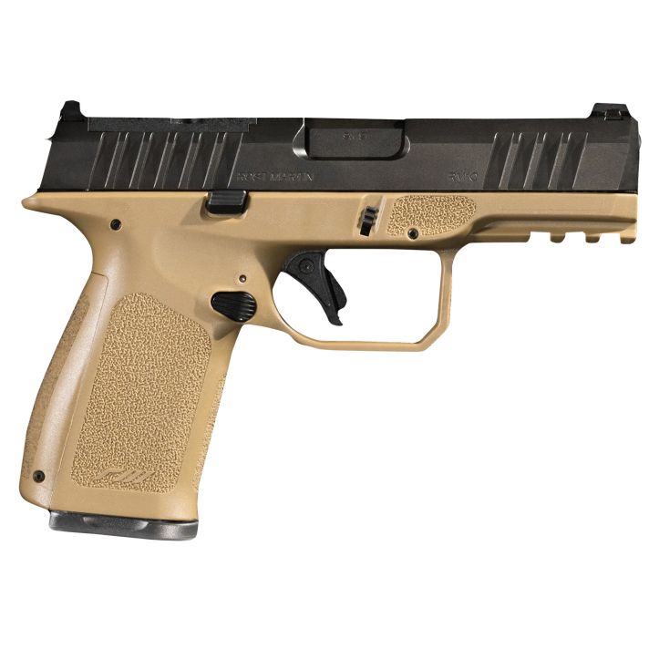 Rost Martin RM1CFDEOSP RM1C9mm Luger 17+1 4" Black Match Grade Barrel, Black Tenifer Optic Ready/Serrated Steel Slide, Flat Dark Earth Polymer Frame w/Picatinny Rail, Textured Grip, Ambidextrous