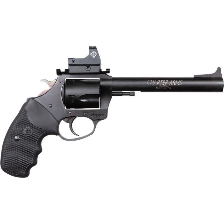 Charter Arms 63565 Mastiff Target Large Frame 357 Mag 5 Shot, 6" Black Nitride Stainless Steel Barrel, Cylinder & Frame, Black Rubber Grip, Sightmark Micro Optic, Exposed Hammer