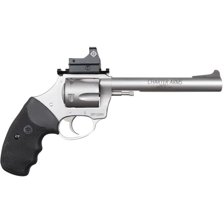 Charter Arms 74465 Mastiff Target Large Frame 44 Special 5rd 6" Stainless Steel Barrel, Cylinder & Frame, Sightmark Micro Optic, Picatinny Rail, Black Rubber Grip, Exposed Hammer