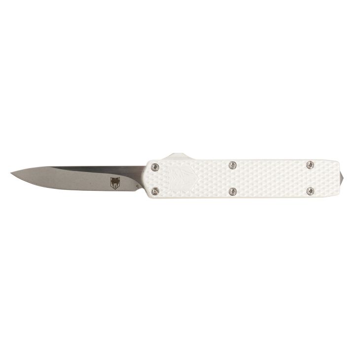 CobraTec Knives MNSILMGEN2DNS Mini Mamba Gen II 2.25" OTF Plain Stonewashed D2 Steel Blade, 3.38" Silver Textured Anodized Aluminum Handle, Features Glass Breaker, Includes Pocket Clip