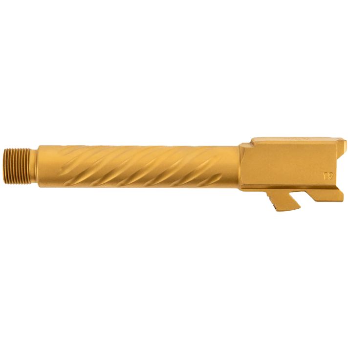 Ballistic Advantage BAPSG195T3G Premium SeriesThreaded/Spiral Fluted, 9mm Luger, Gold PVD, Fits Glock 19 Gen 3-5