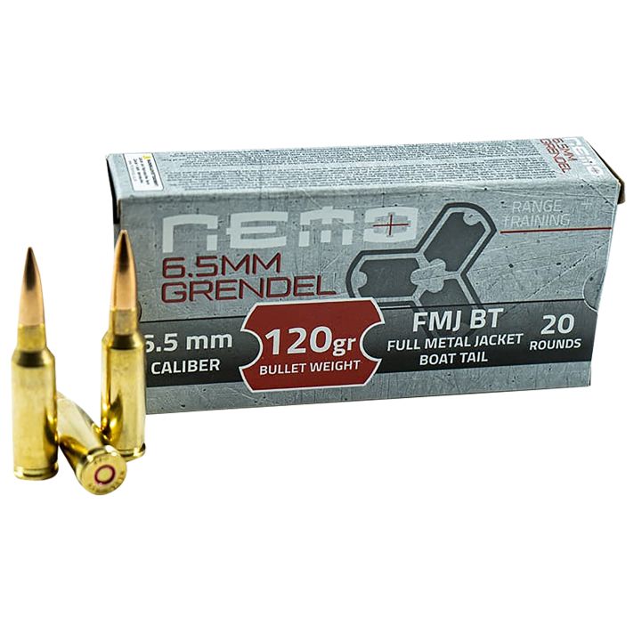 Nemo Arms 65GNA120PPU 6.5Grendel 120gr Full Metal Jacket Boat Tail 20 Per Box/25 Case