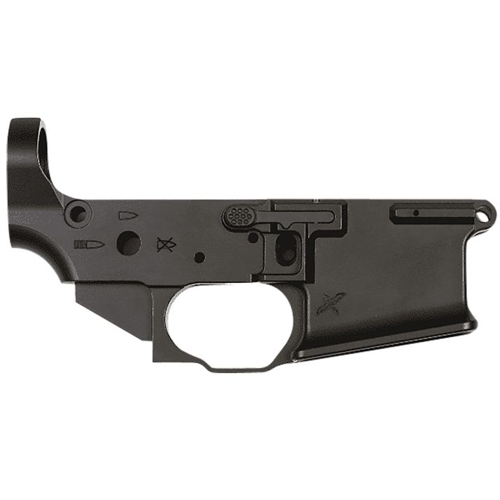 Sons Of Liberty Gun Works FCDAMBILR LRF Ambi Stripped Lower Receiver FCD Collab, Black Anodized Aluminum, Ambi Controls, Flared Magwell, Fits Mil-Spec AR-15