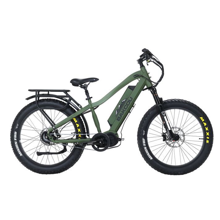 Bakcou E-bikes B-MJ-MG-B25 Mule Jager Matte Army Green 18" w/Stand Over Height of 29.50" Frame, Rohloff E-14 (500/14) Speed Hub Bafang M620 Ultra Motor, 35+ mph Speed