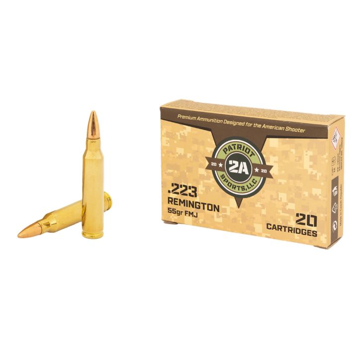 PATRIOT SPORTS LLC P223055F 223Rem 55gr Full Metal Jacket 20 Per Box/50 Case