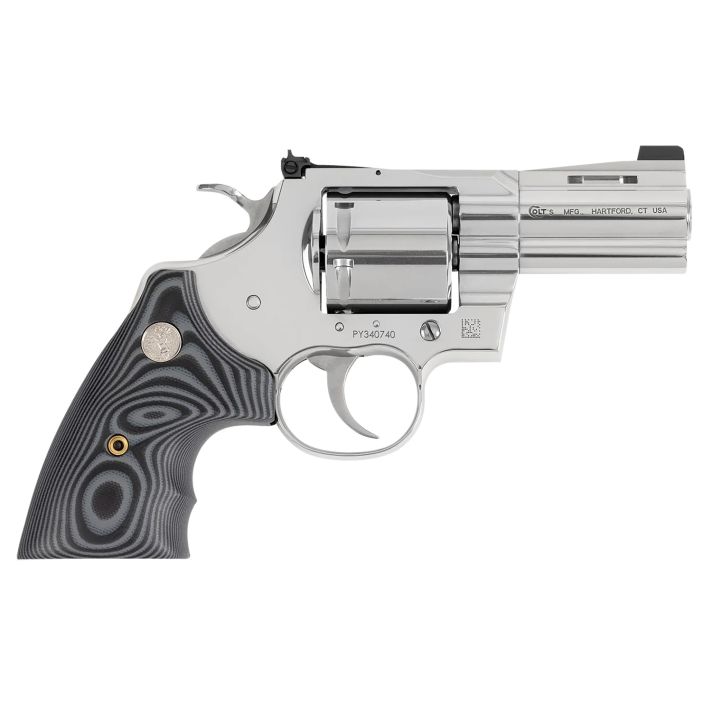 Colt Mfg PYTHONSP3NS Python Combat Elite 357 Mag/38 Special 6 Shot 3" Stainless Steel Recessed Target Crown Vent Rib Barrel, Cylinder & Frame, Black G10 Grip w/Colt Medallion, Exposed Hammer