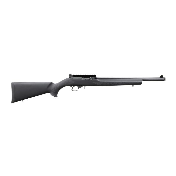 Ruger 31197 10/22 Carbine 22 LR 10+1 16.12" Threaded Bull Barrel, Black, Hogue Overmolded Stock, Ghost Ring Sight, Optic Mount