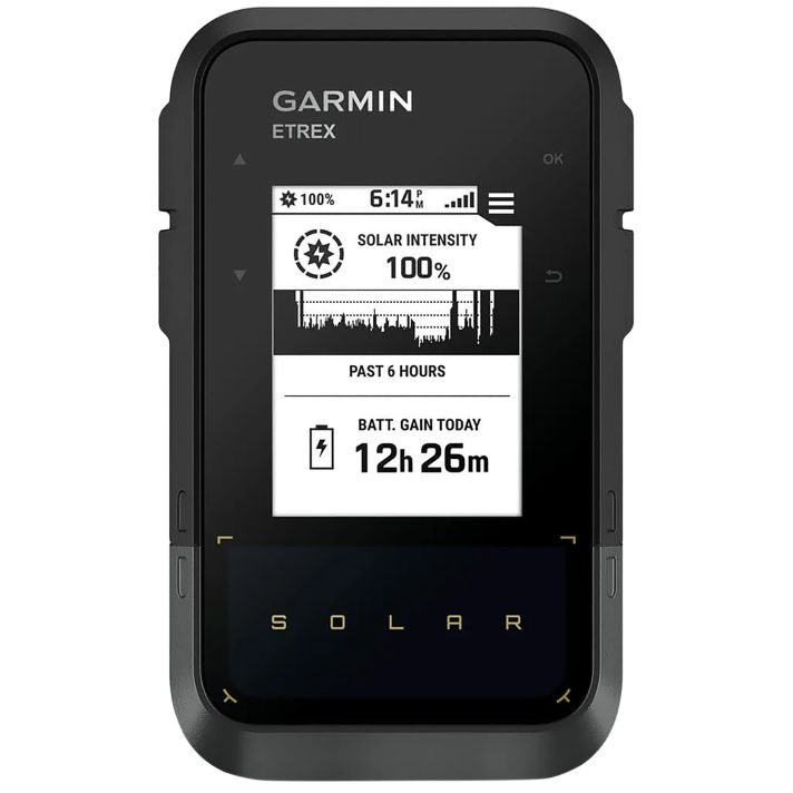 Garmin 0100278200 eTrex Solar GPS/Smart Features, 28MB Memory Black 2.20" Transflective/Monochrome Display, Compatible w/Garmin Explore App