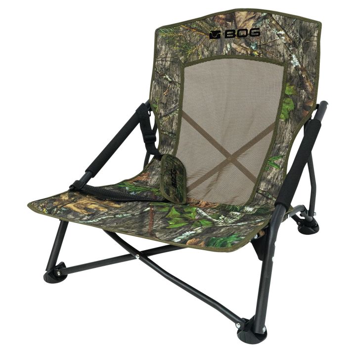 Bog-Pod 1134444 SnoodLow-Profile Chair, 4 Legs, Mossy Oak Camo, Steel Frame, Carry Strap