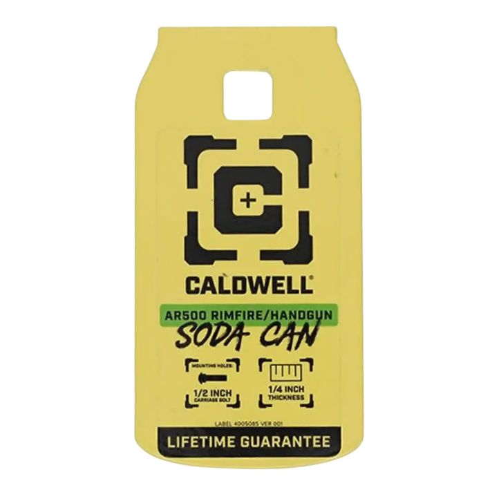 Caldwell 4002314 Rimfire/Handgun Yellow AR500 Steel Soda Can 1/4" Thick