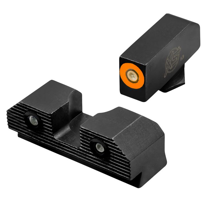XS Sights GLR201P6N R3D 2.0 Night Sights fits GlockBlack | Green Tritium Orange Outline Front Sight Green TritiumRear Sight