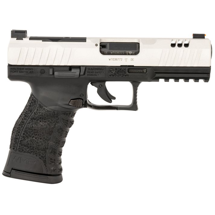 Walther Arms 5220306 WMPFull Size Frame 22 WMR 15+1 4.50" Stainless Steel Barrel, Silver Serrated Aluminum Slide, Black Polymer Frame w/Picatinny Rail