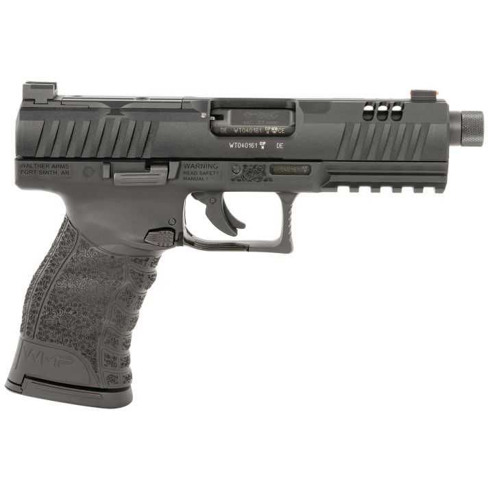 Walther Arms 5220301 WMP22 Mag 15+1 4.90" Black Steel Threaded Barrel, Black Optic Ready/Serrated Slide, Black Polymer Frame w/Picatinny Rail, Textured Polymer Grip