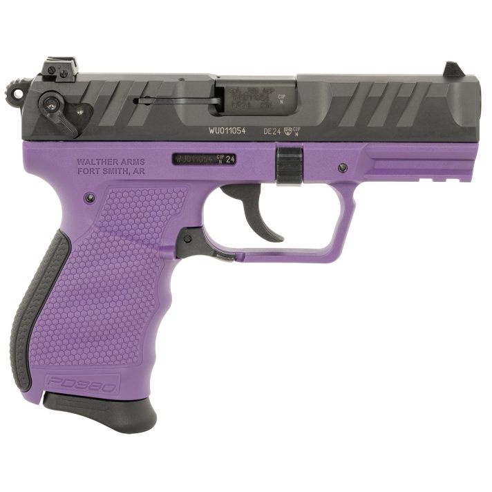 Walther Arms 5050511 PD380Carry Frame 380 ACP 9+1 3.70" Black Stainless Steel Barrel, Purple Polymer Frame w/Picatinny Rail, Textured Wraparound Grip