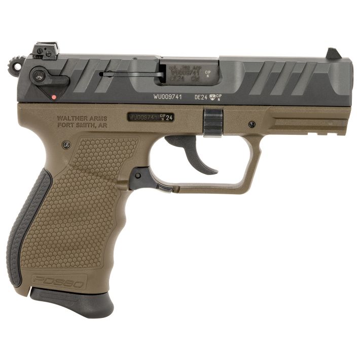 Walther Arms 5050515 PD380Carry Frame 380 ACP 9+1 3.70" Black Stainless Steel, Barrel Black Cerakote Serrated Steel Slide, Military Green Polymer Frame, Textured Wraparound Grip