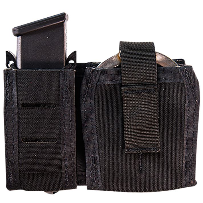 High Speed Gear 41P000BK TACO Duty Single Pistol & Handcuff Holder, Black Nylon with MOLLE Exterior, Fits MOLLE & 2" Belt
