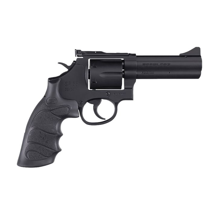 SAR USA SARSR38BL4 SAR SR357 Mag/38 Special 6 Shot 4" Black Steel Barrel & Cylinder, Black Steel Frame, Black Finger Grooved Grip, Drop Safety/Hammer Block Safety, Exposed Hammer