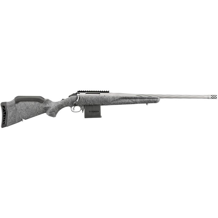 Ruger 46908 American Gen II 204 Ruger 10+1, 20" Gun Metal Gray Cerakote Spiral Threaded Barrel, Gun Metal Gray Cerakote Receiver w/Picatinny Rail, Gray Splatter Adjustable Synthetic Stock