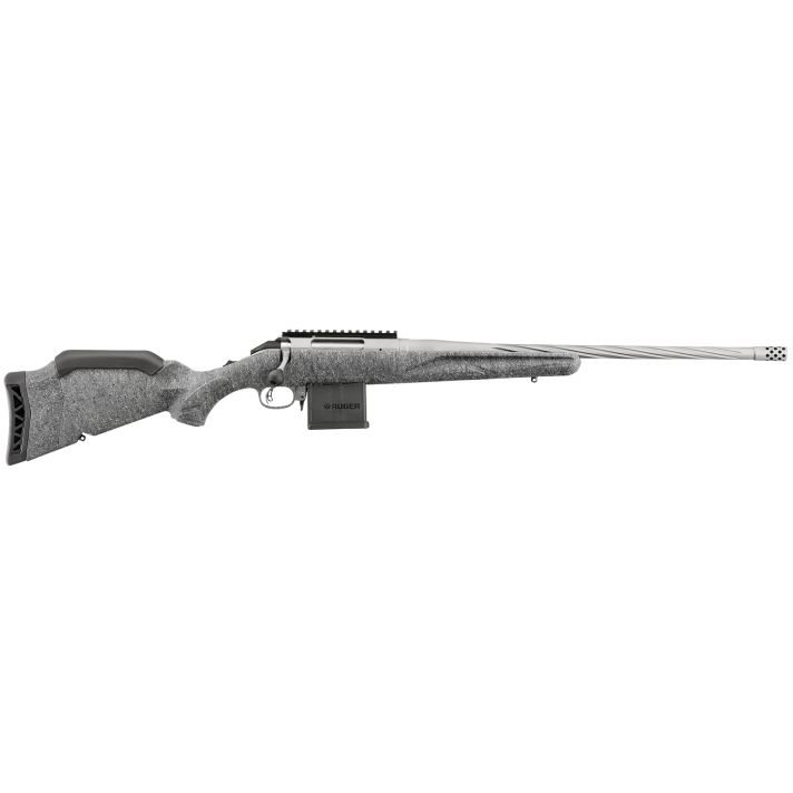 Ruger 46909 American Gen II 223 Rem 10+1, 20" Gun Metal Gray Cerakote Spiral Threaded Barrel, Gun Metal Gray Cerakote Receiver w/Picatinny Rail, Gray Splatter Adjustable Synthetic Stock