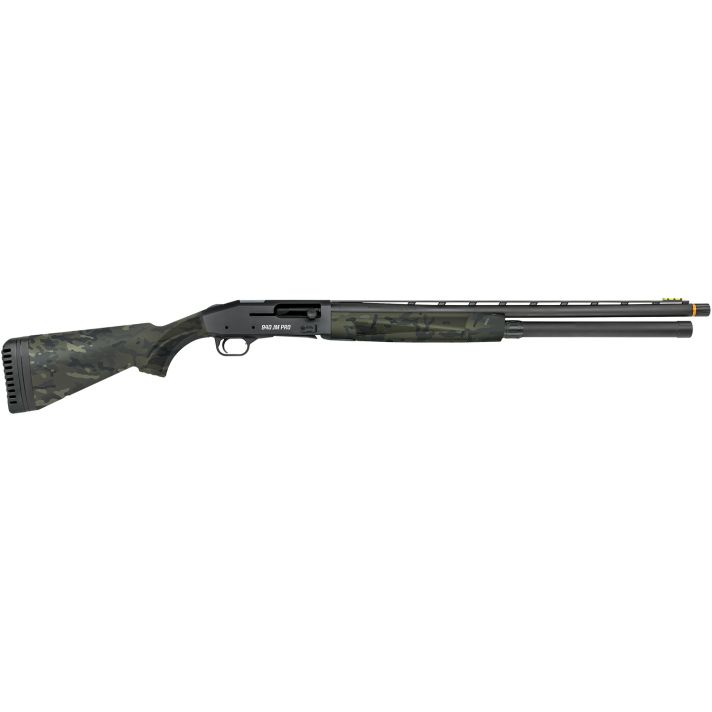 Mossberg 85166 940 Pro 12 Gauge 9+1 3" 24", Tungsten Gray Optic Cut Rec, Black Multicam Synthetic Furniture, Adj. Shim Stock, Gold Oversized Controls, HiViz Fiber Optic Sight, Ext. Chokes