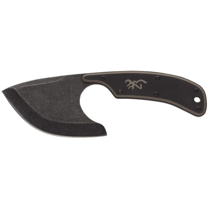 Browning 3220323 Cutoff2.50" Fixed Skinner Plain Black Black Oxide Stonewashed 9Cr14MoV SS Blade, Black/Tan G10 Handle