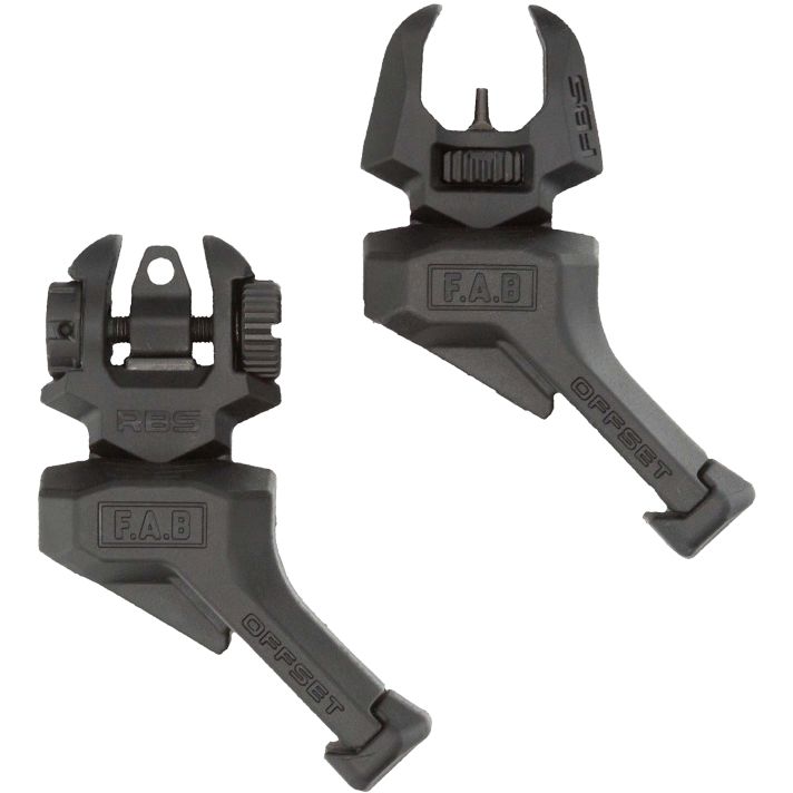 FAB Defense FXFRBSOSB Front and rear Set of Offset Flip-Up SightsBlack