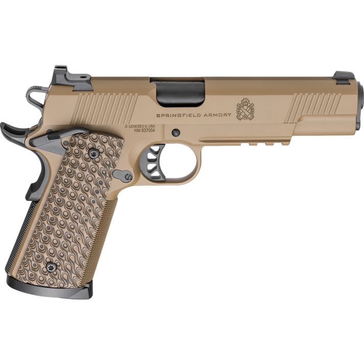 Springfield Armory PC9125LRCB 1911 TRP45 ACP 8+1 5" Black Match Grade Barrel, Coyote Brown Cerakote Serrated Carbon Steel Slide & Frame w/Picatinny Rail & Beavertail, VZ Hydra G10 Grip