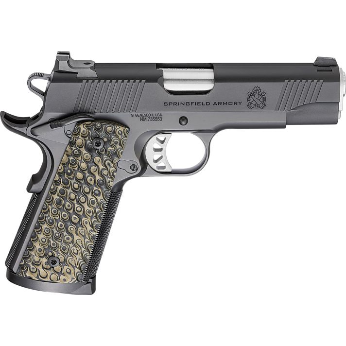 Springfield Armory PC9124 1911 TRP45 ACP 8+1 4.25" Stainless Match Grade Barrel, Black Cerakote Serrated Carbon Steel Slide & Frame w/Beavertail, VZ Hydra G10 Grip