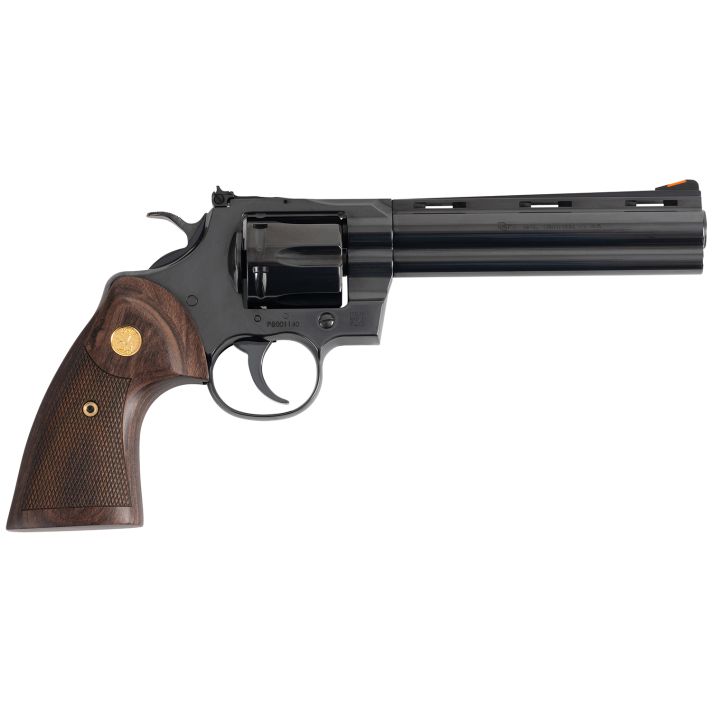 Colt Mfg PYTHONBP6WTS Python Target 357 Mag/38 Special 6 Shot 6" Matte Black Carbon Steel Recessed Target Vent Rib Barrel, Cylinder & Frame, Walnut w/Medallion Grip, Exposed Hammer