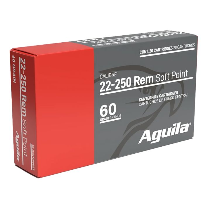 Aguila 8338AG 22-250Rem 60gr InterLock Boat Tail Soft Point 20 Per Box/10 Case